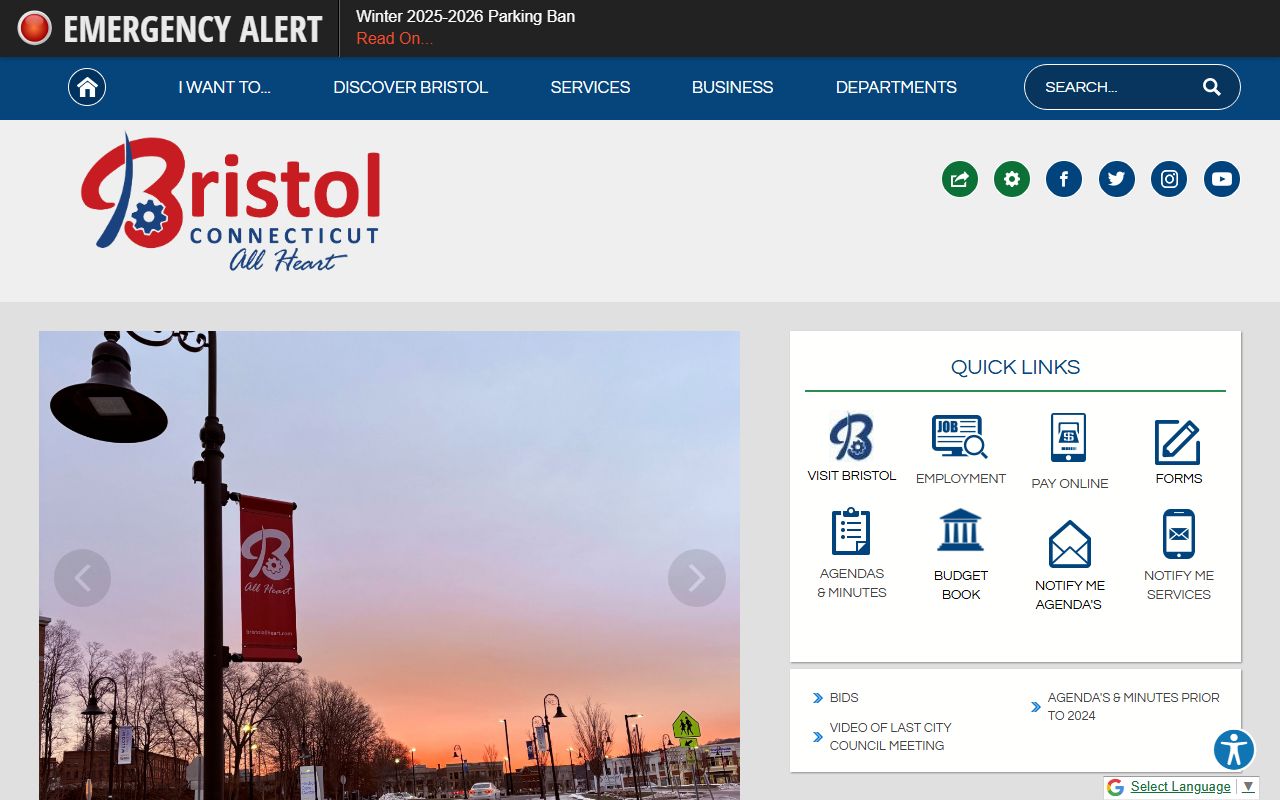 Bristol city website for residents directory and public records