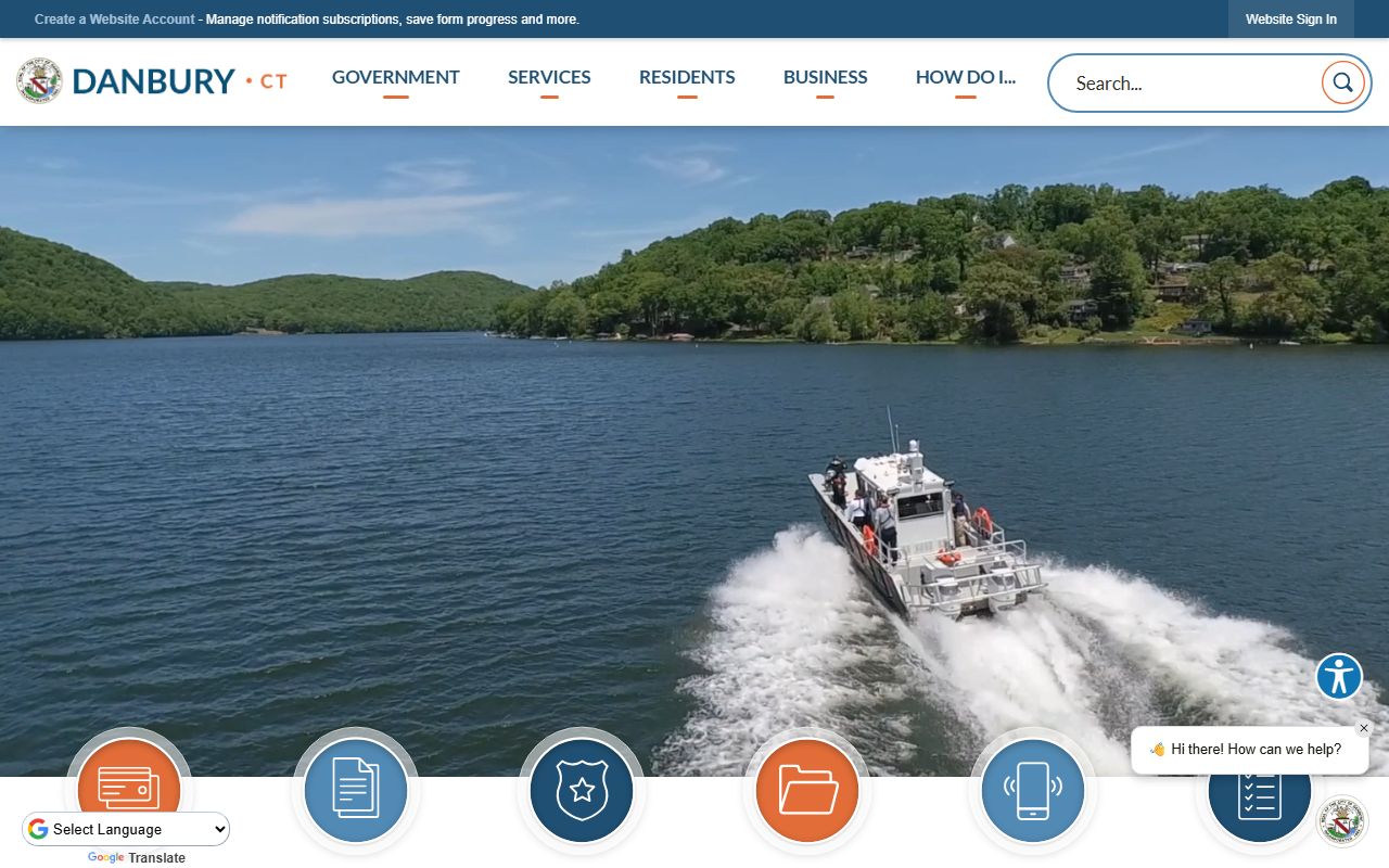 Danbury municipal website for Danbury residents directory searches