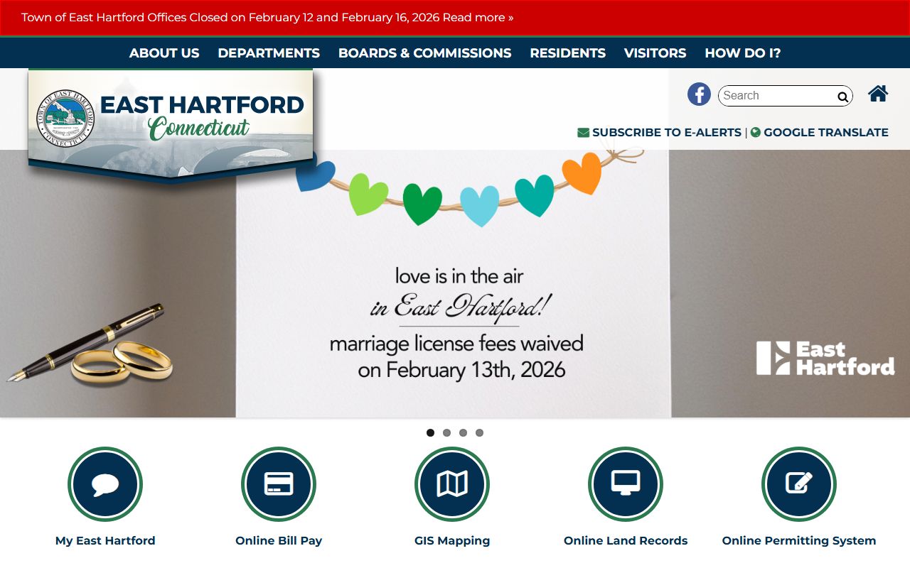 East Hartford town government website for residents directory