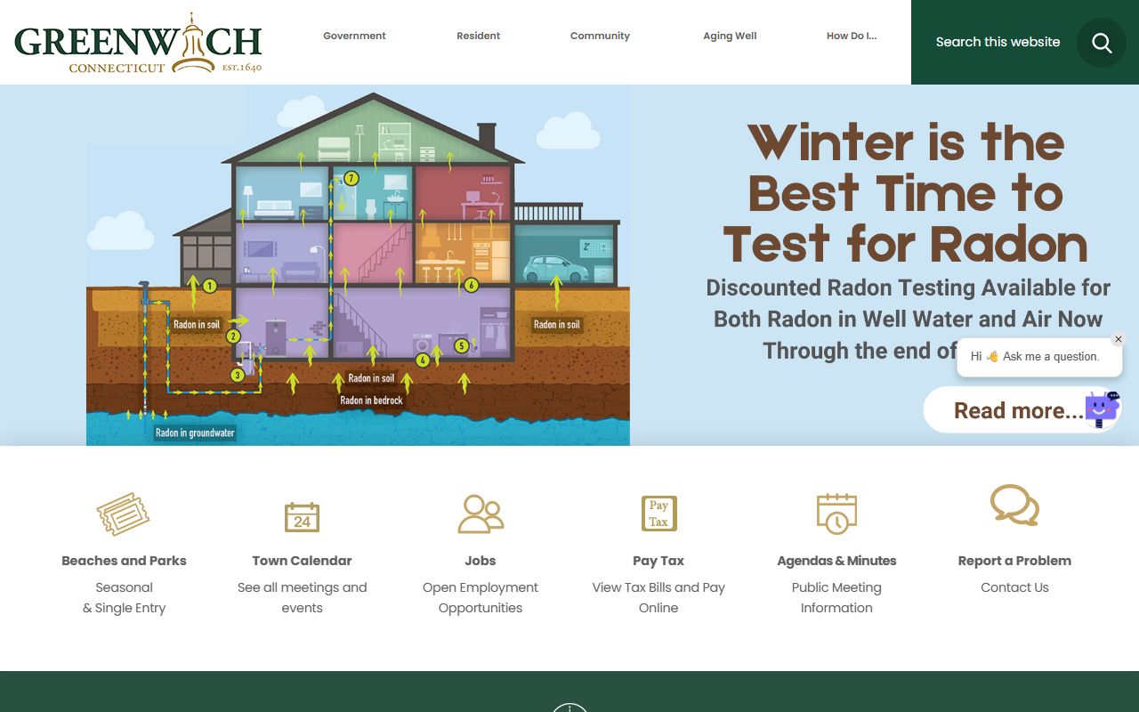 Greenwich town website for residents directory and public record searches