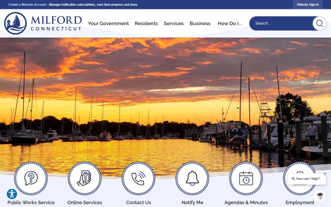 Milford city government website for residents directory searches