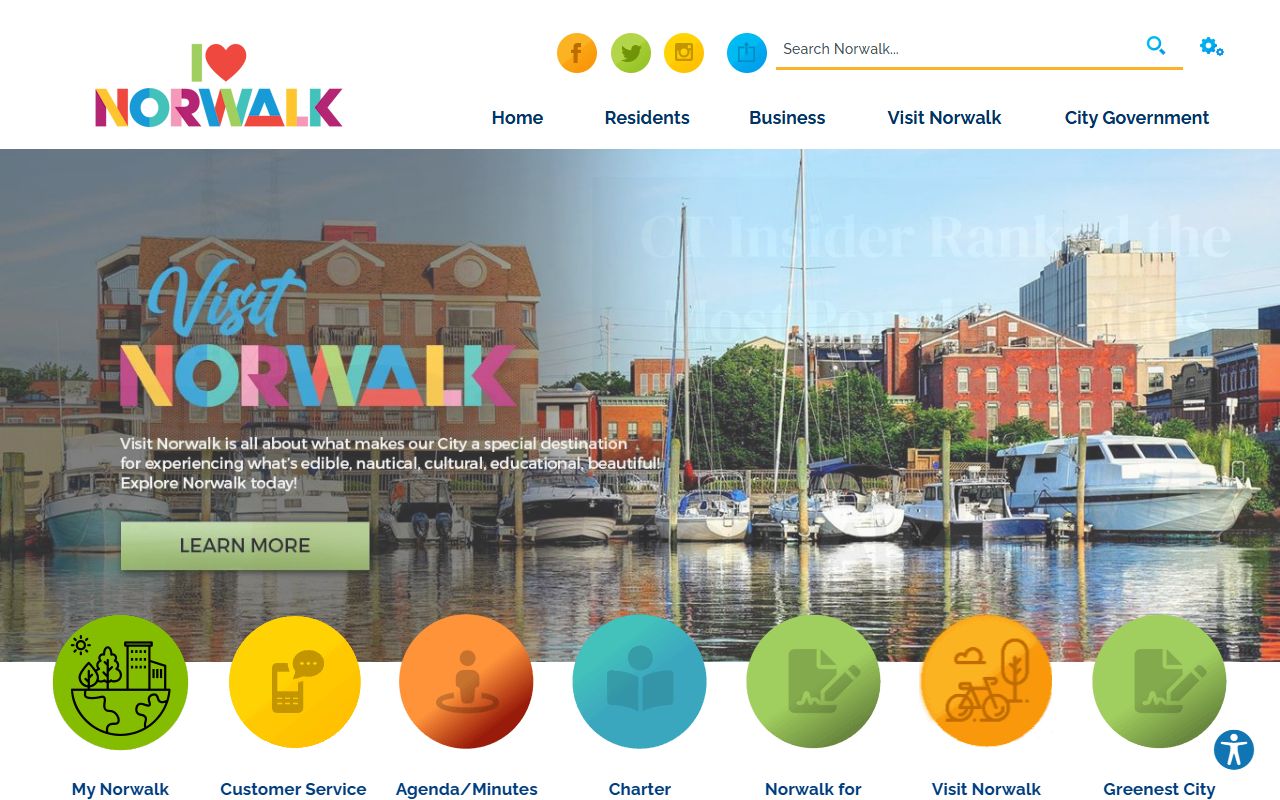 Norwalk municipal website for Norwalk residents directory searches