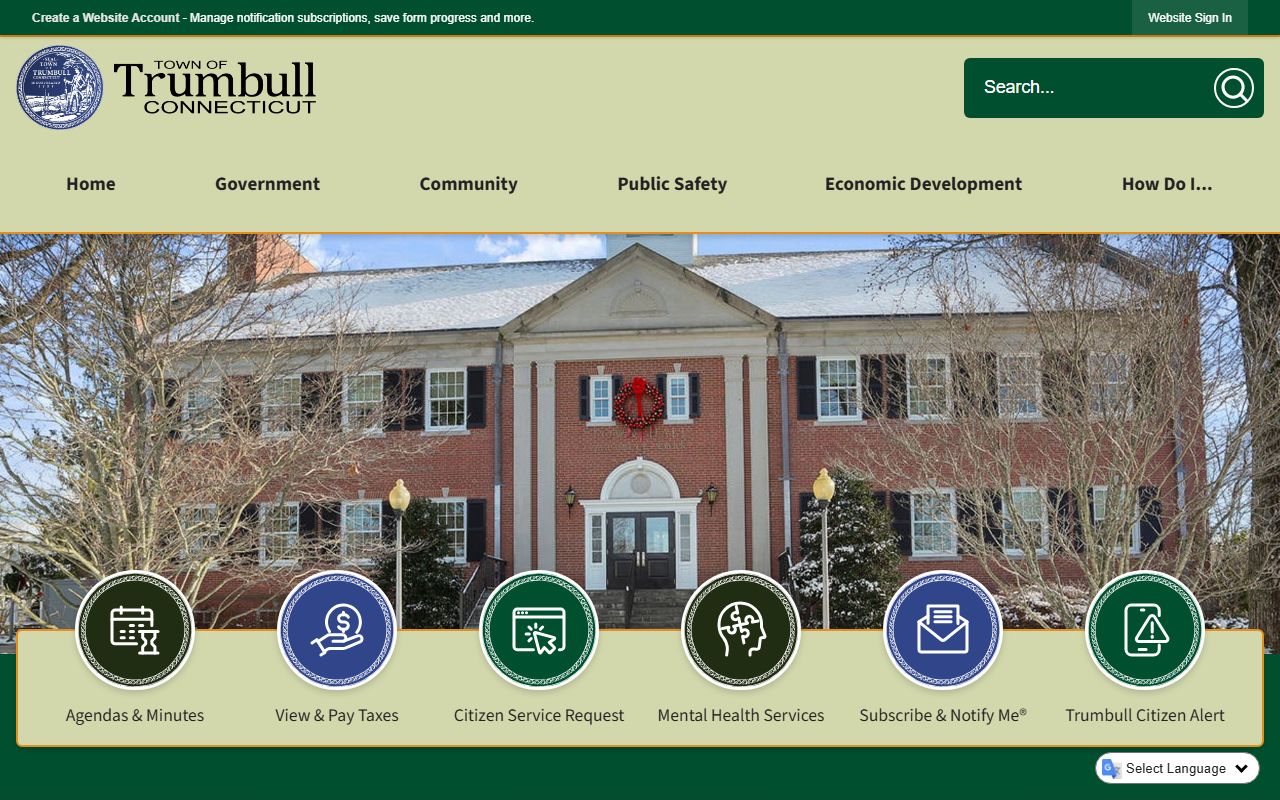 Trumbull town website for residents directory searches