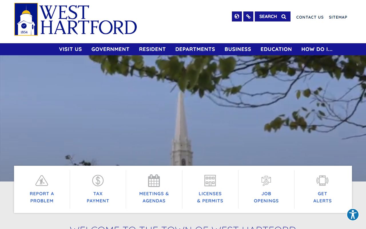 West Hartford town website for residents directory searches