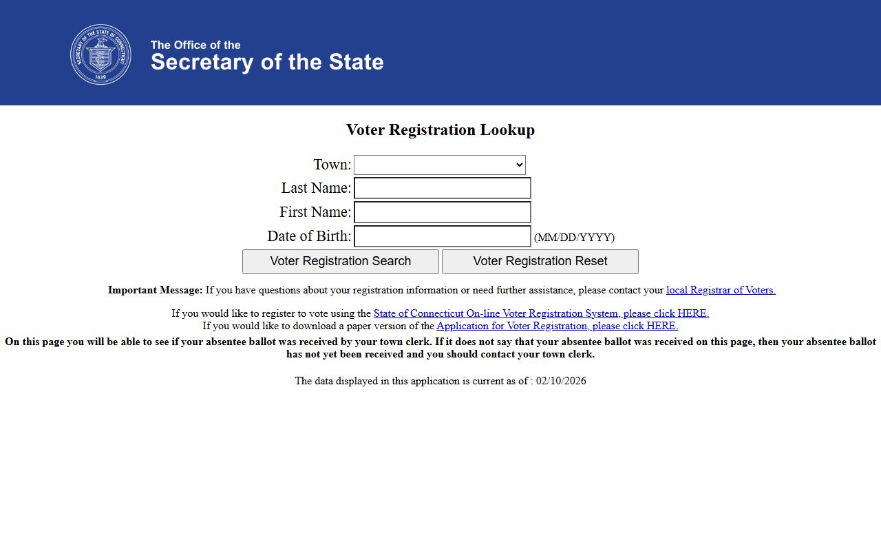 Connecticut voter registration lookup for residents directory search